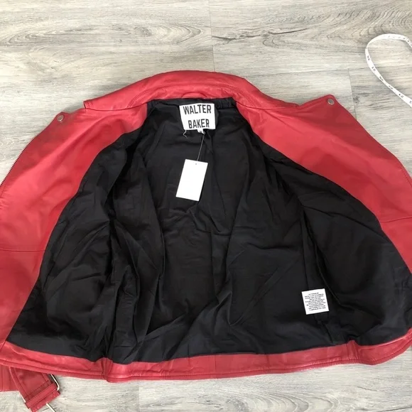 Walter Baker Allison Leather Moto Red Jacket - Picture 9 of 12